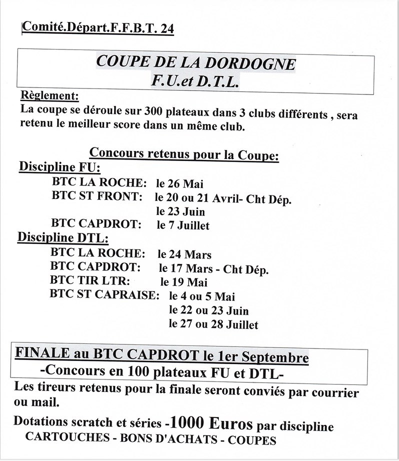 Coupe de la Dordogne FU et DTL 2024