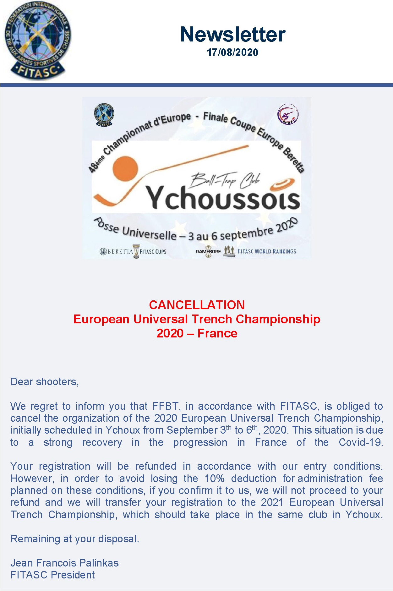 Annulation Europe FU 2020