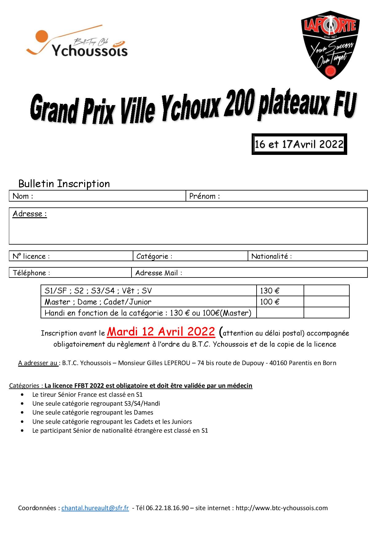Bulletin d inscription Individuelle GP Ychoux 2022